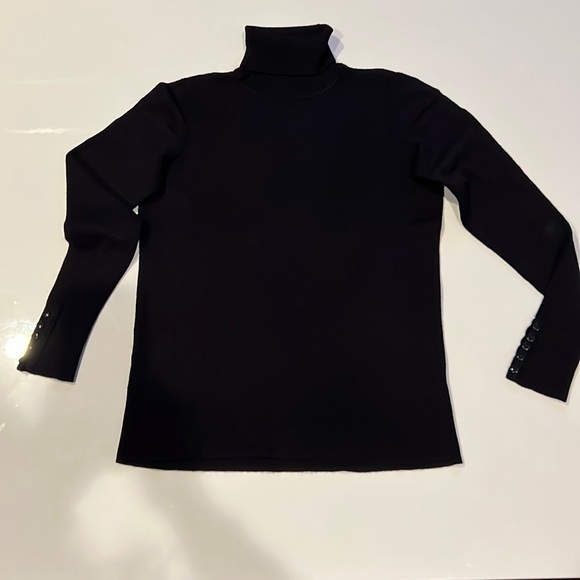 Reitmans black Turtleneck sweater Sleeves buttons - Picture 1 of 3